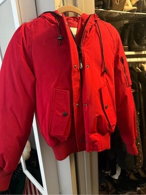 Women’s Enzo Red Hoo with Fur Puffer Jacket - Classic Street Style